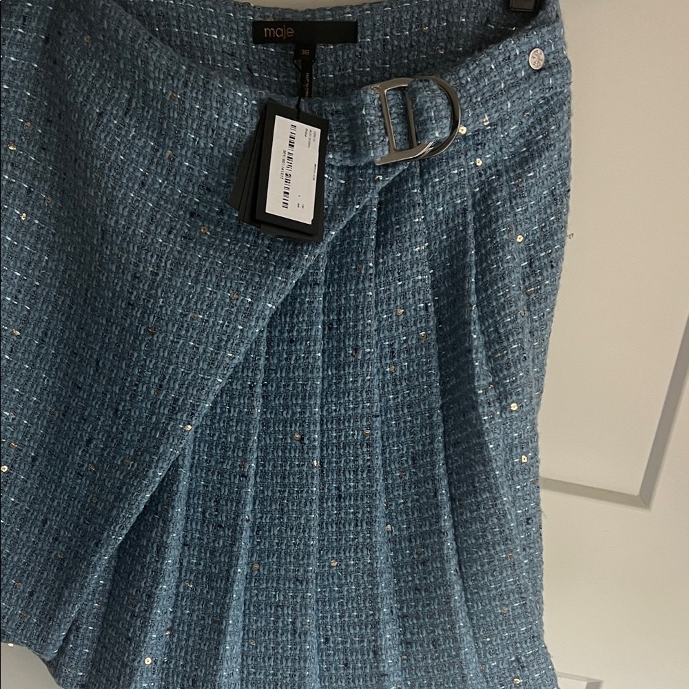 Maje Sparkling Blue A-Line Skirt